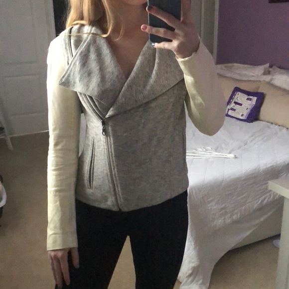 Truth and pride grey jacket with white leather sleeves - Picture 2 of 6